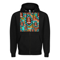 Black football leopard turquoise gemstone sunflower seamless pattern Zipper Hoodie - JahusDesignShop