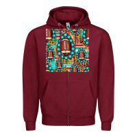 Burgundy football leopard turquoise gemstone sunflower seamless pattern Zipper Hoodie - JahusDesignShop