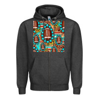 Charcoal Heather football leopard turquoise gemstone sunflower seamless pattern Zipper Hoodie - JahusDesignShop