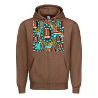 Chestnut football leopard turquoise gemstone sunflower seamless pattern Zipper Hoodie - JahusDesignShop