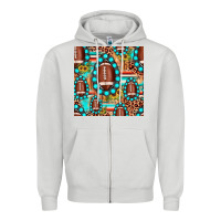 Dove Grey football leopard turquoise gemstone sunflower seamless pattern Zipper Hoodie - JahusDesignShop