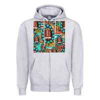 Heather Grey football leopard turquoise gemstone sunflower seamless pattern Zipper Hoodie - JahusDesignShop
