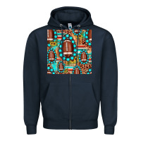 Navy football leopard turquoise gemstone sunflower seamless pattern Zipper Hoodie - JahusDesignShop