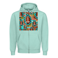 Seafoam football leopard turquoise gemstone sunflower seamless pattern Zipper Hoodie - JahusDesignShop