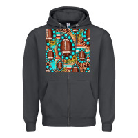 Smoke football leopard turquoise gemstone sunflower seamless pattern Zipper Hoodie - JahusDesignShop