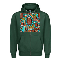 Sports Green football leopard turquoise gemstone sunflower seamless pattern Zipper Hoodie - JahusDesignShop
