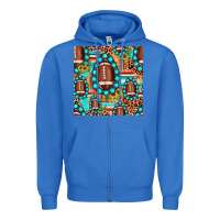 True Royal football leopard turquoise gemstone sunflower seamless pattern Zipper Hoodie - JahusDesignShop