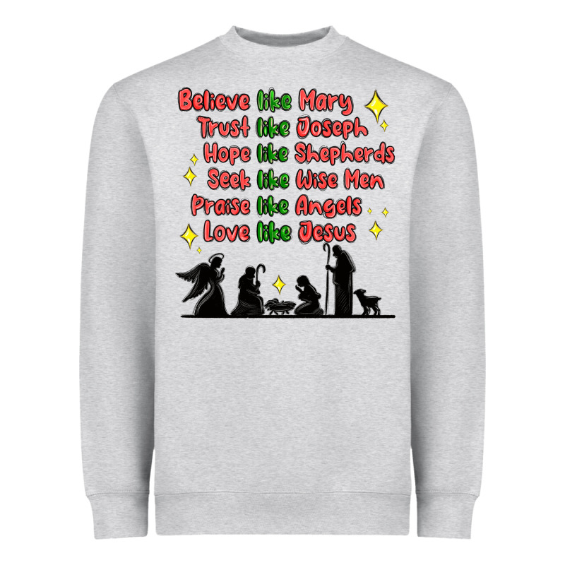 Jesus And Family Belive Like Mary Heavyweight Sweatshirt by MaliasSmallBusiness | Teevron