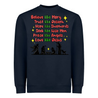 Navy jesus and family belive like mary Heavyweight Sweatshirt - MaliasSmallBusiness