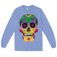 Colony Blue sugar skull Long Sleeve Tee - FaDigitalArtStudio