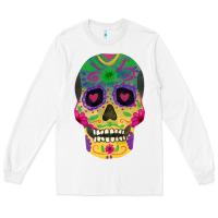 White sugar skull Long Sleeve Tee - FaDigitalArtStudio