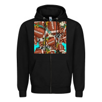 Black football leopard turquoise cowhide sunflower seamless pattern Zipper Hoodie - JahusDesignShop