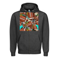 Charcoal Heather football leopard turquoise cowhide sunflower seamless pattern Zipper Hoodie - JahusDesignShop