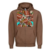 Chestnut football leopard turquoise cowhide sunflower seamless pattern Zipper Hoodie - JahusDesignShop
