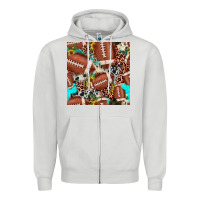 Dove Grey football leopard turquoise cowhide sunflower seamless pattern Zipper Hoodie - JahusDesignShop