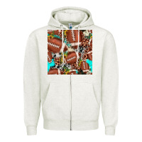 Oatmeal Heather football leopard turquoise cowhide sunflower seamless pattern Zipper Hoodie - JahusDesignShop