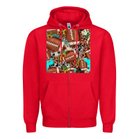 Red football leopard turquoise cowhide sunflower seamless pattern Zipper Hoodie - JahusDesignShop