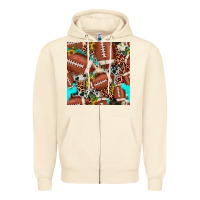 Sandshell football leopard turquoise cowhide sunflower seamless pattern Zipper Hoodie - JahusDesignShop