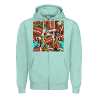 Seafoam football leopard turquoise cowhide sunflower seamless pattern Zipper Hoodie - JahusDesignShop