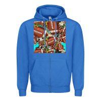 True Royal football leopard turquoise cowhide sunflower seamless pattern Zipper Hoodie - JahusDesignShop