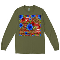 Army Green patriotic flowers seamless pattern Long Sleeve Tee - HRA Design Shop