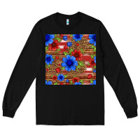 Black patriotic flowers seamless pattern Long Sleeve Tee - HRA Design Shop