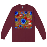 Burgundy patriotic flowers seamless pattern Long Sleeve Tee - HRA Design Shop