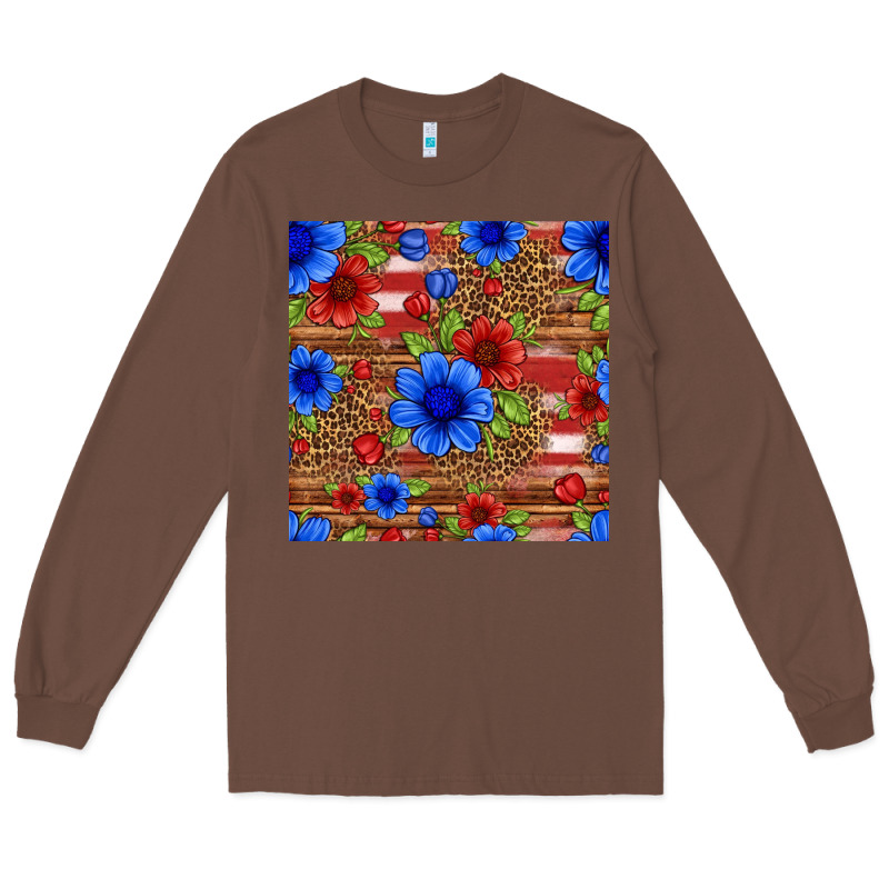 Patriotic Flowers Seamless Pattern Long Sleeve Tee by HRA Design Shop | Teevron