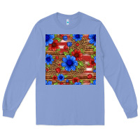Colony Blue patriotic flowers seamless pattern Long Sleeve Tee - HRA Design Shop