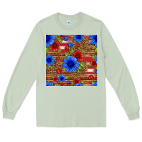 Matcha patriotic flowers seamless pattern Long Sleeve Tee - HRA Design Shop