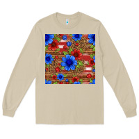 Mushroom patriotic flowers seamless pattern Long Sleeve Tee - HRA Design Shop