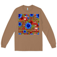 Toasted Coconut patriotic flowers seamless pattern Long Sleeve Tee - HRA Design Shop