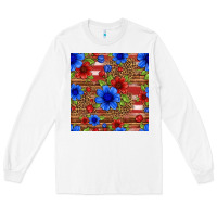 White patriotic flowers seamless pattern Long Sleeve Tee - HRA Design Shop