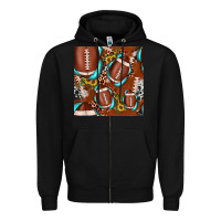Black football leopard gemstone sunflower seamless pattern Zipper Hoodie - JahusDesignShop