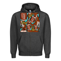 Charcoal Heather football leopard gemstone sunflower seamless pattern Zipper Hoodie - JahusDesignShop