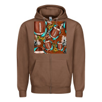 Chestnut football leopard gemstone sunflower seamless pattern Zipper Hoodie - JahusDesignShop