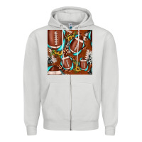 Dove Grey football leopard gemstone sunflower seamless pattern Zipper Hoodie - JahusDesignShop