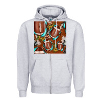 Heather Grey football leopard gemstone sunflower seamless pattern Zipper Hoodie - JahusDesignShop