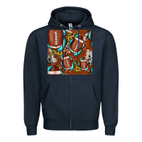 Navy football leopard gemstone sunflower seamless pattern Zipper Hoodie - JahusDesignShop