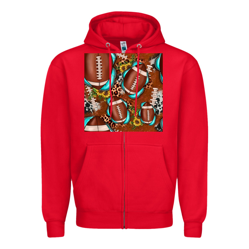 Football Leopard Gemstone Sunflower Seamless Pattern Zipper Hoodie by JahusDesignShop | Teevron