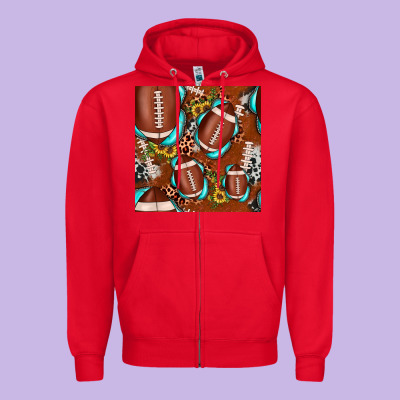 Football Leopard Gemstone Sunflower Seamless Pattern Zipper Hoodie Designed By Jahusdesignshop