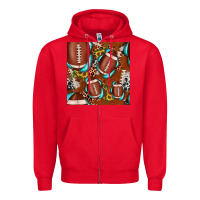 Red football leopard gemstone sunflower seamless pattern Zipper Hoodie - JahusDesignShop