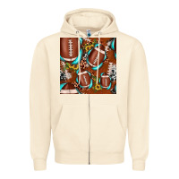 Sandshell football leopard gemstone sunflower seamless pattern Zipper Hoodie - JahusDesignShop