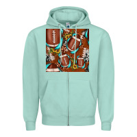 Seafoam football leopard gemstone sunflower seamless pattern Zipper Hoodie - JahusDesignShop