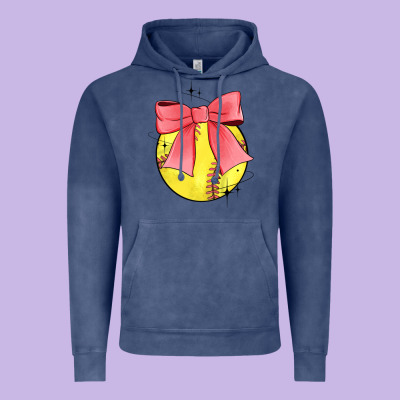 Coquette Softball Bow Vintage Hoodie Designed By Jahusdesignshop