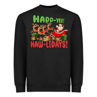 Black happ yee haw lidays Heavyweight Sweatshirt - MaliasSmallBusiness
