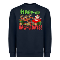 Navy happ yee haw lidays Heavyweight Sweatshirt - MaliasSmallBusiness