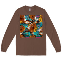 Sunflower Horses Seamless Pattern Long Sleeve Tee | Teevron