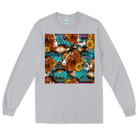 Moon Dust sunflower horses seamless pattern Long Sleeve Tee - HRA Design Shop