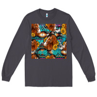 Smoke sunflower horses seamless pattern Long Sleeve Tee - HRA Design Shop